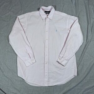 Ralph Lauren Shirt Mens Large Striped Classic Fit Button Down Polo Pony‎ Casual